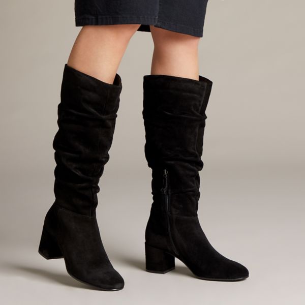 Clarks Womens Sheer Slouch Knee High Boots Black | UK-3571682